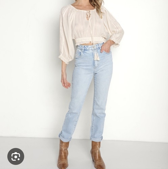 Spell Harmony Crochet Crop Peasant Blouse - Picture 14 of 15